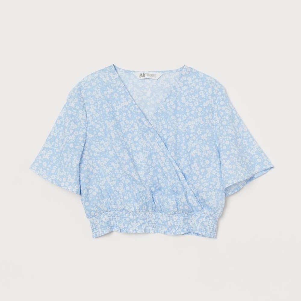 H&M PATTERNED WRAP-FRONT BLOUSE